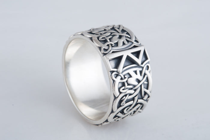 vkngjewelry Ring Handcrafted Raido Rune Scandinavian Ornament Sterling Silver Ring