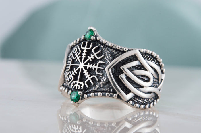 vkngjewelry Ring Handcrafted Vegvisir Symbol Norse Ornament Sterling Silver Ring