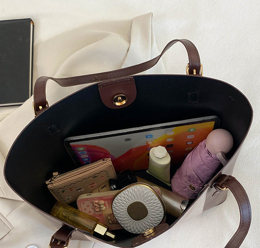 CL1215 - Two-tone Tote Shoulder Bag