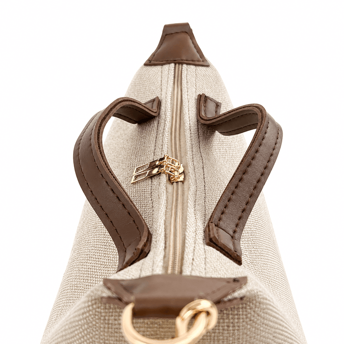 Diva Canvas Bag Beige & Brown - astorebags.pk