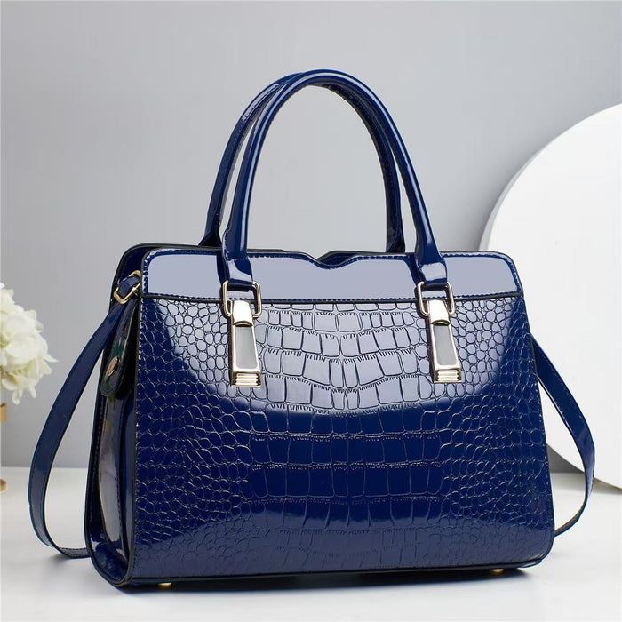 H1867 - Blue Crocodile Pattern Shoulder Bag