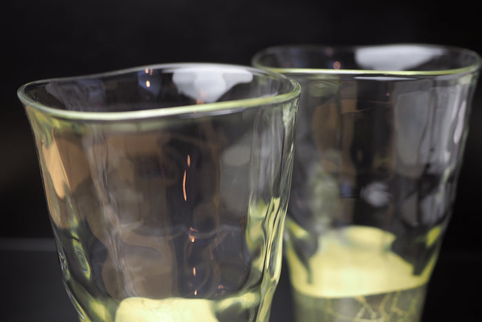 "Kannyu" Warped Glass with Champagne Gold Crazing (360ml) - Set of 2