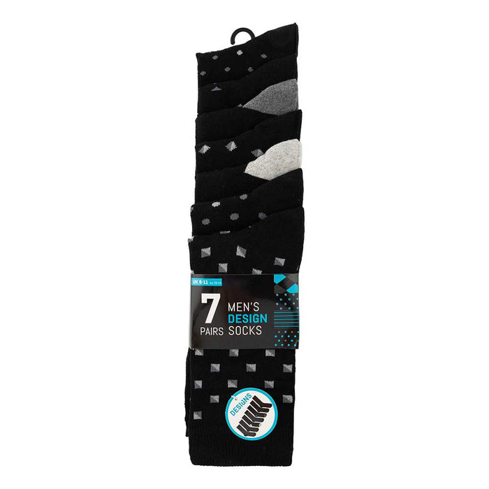 Mens design socks 7 pack on a white background