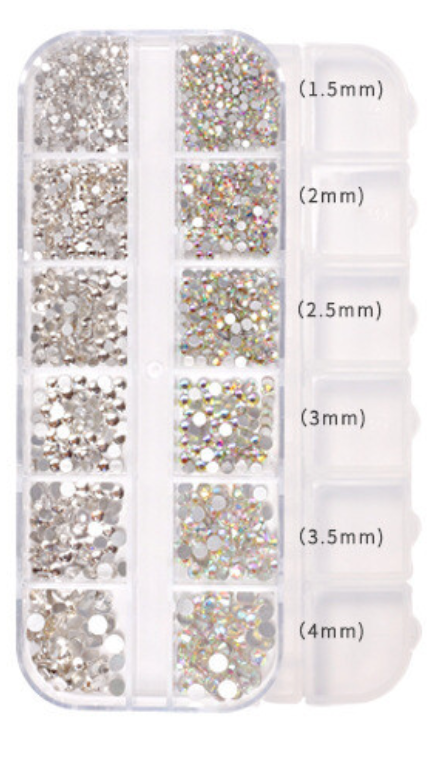 12 Grid Silver And AB Gemstones