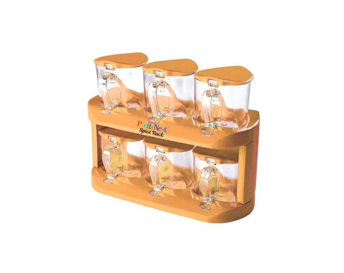 2 Tier Condiments & Spice Rack with 7 Spice Jars