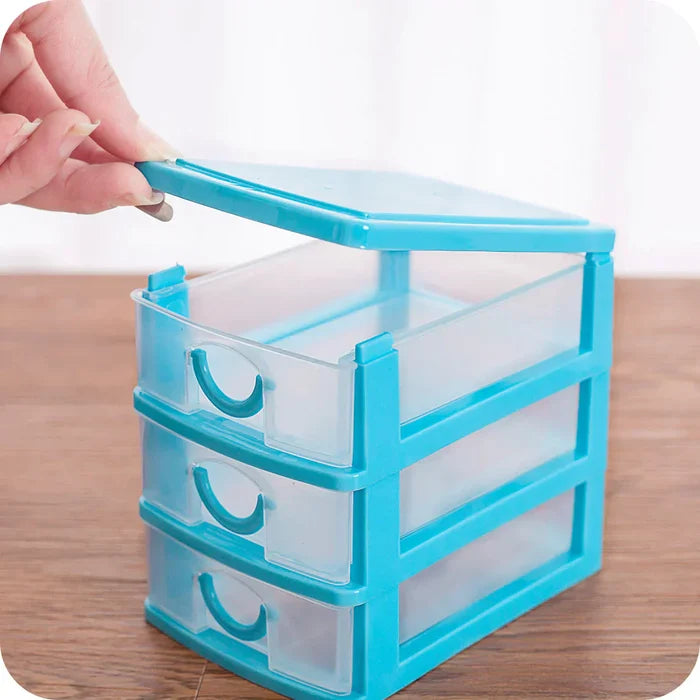 3 Drawers Mini Desktop Jewelry Makeup Organizer.