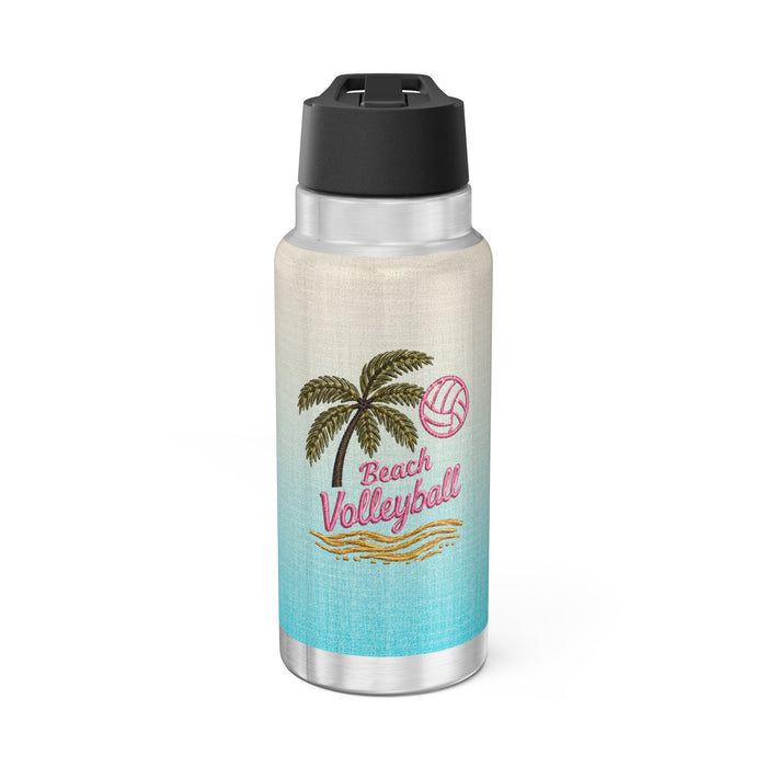 32oz Beach Volleyball Tumbler — Palm Tree Gator Design