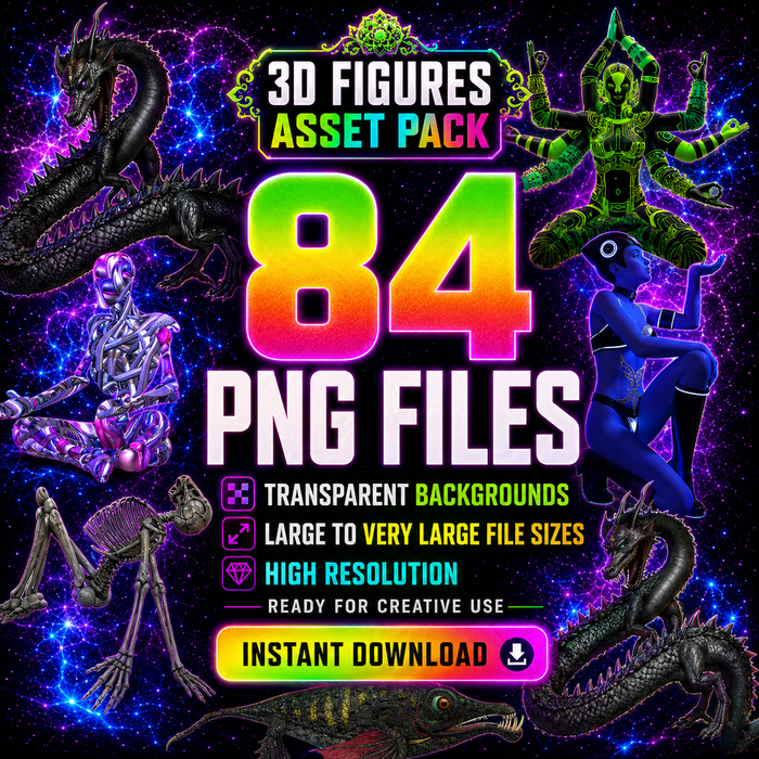 3D Figure Asset Pack - Psychedelic Art Graphic Assets