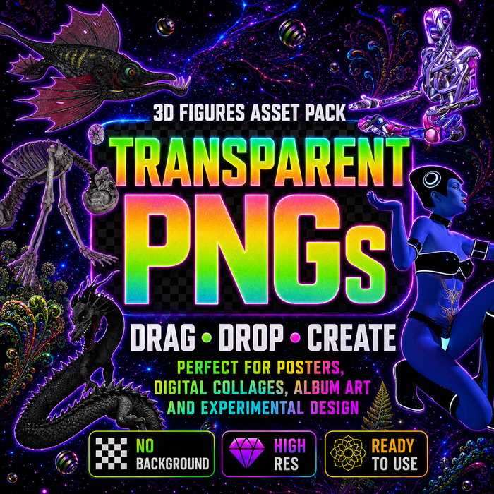3D Figure Asset Pack - Psychedelic Art Graphic Assets