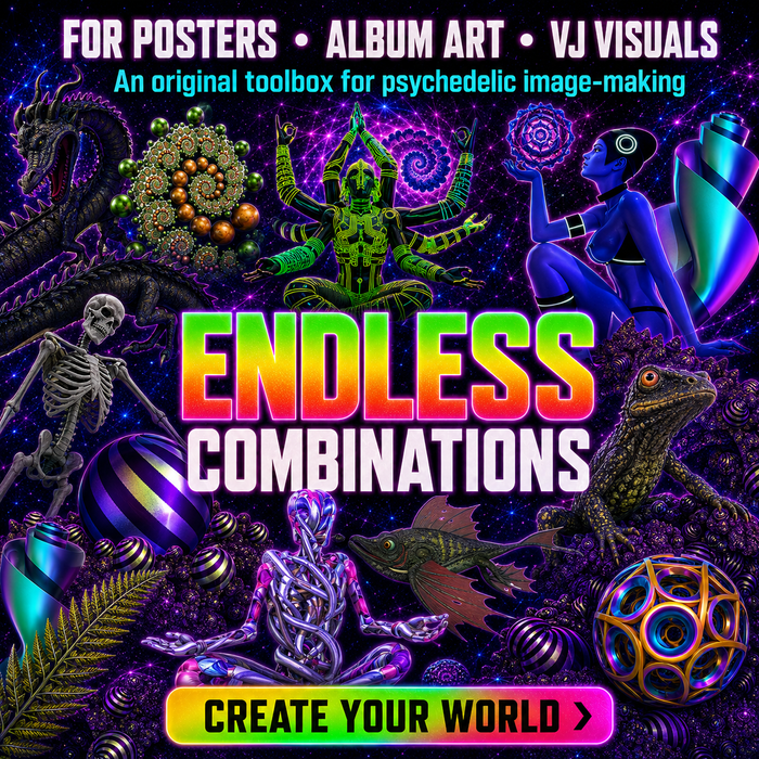 3D Figure Asset Pack - Psychedelic Art Graphic Assets