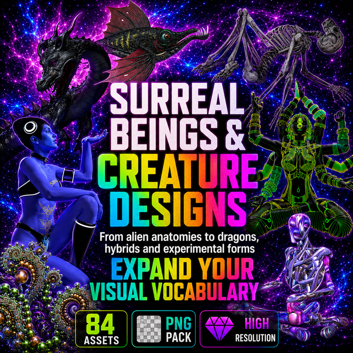 3D Figure Asset Pack - Psychedelic Art Graphic Assets