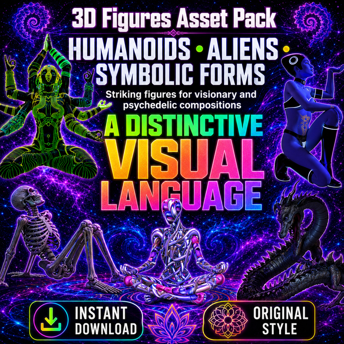 3D Figure Asset Pack - Psychedelic Art Graphic Assets