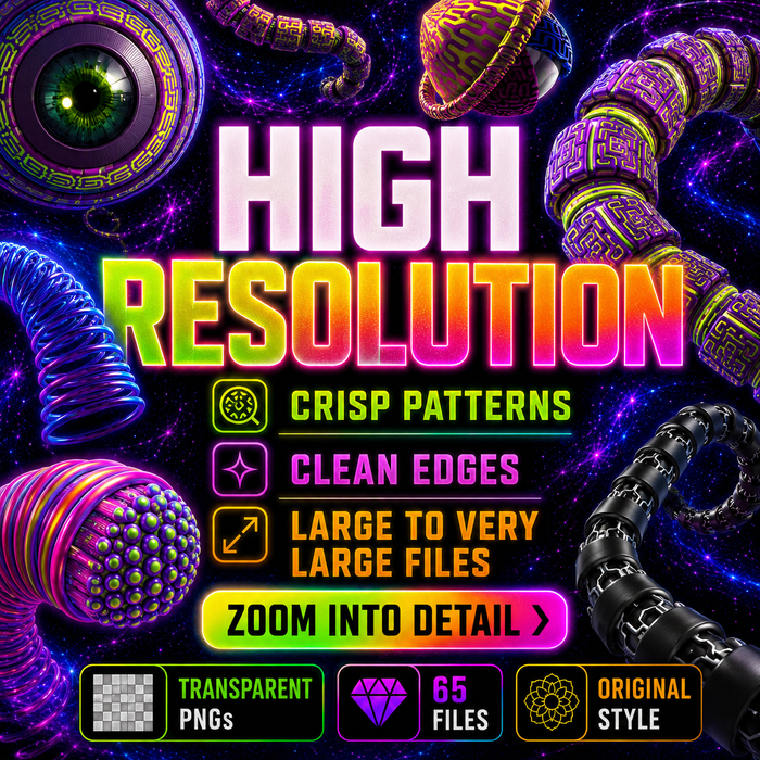 65 Psychedelic 3D Tentacle PNG Assets