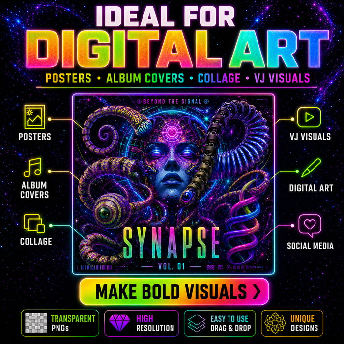 65 Psychedelic 3D Tentacle PNG Assets