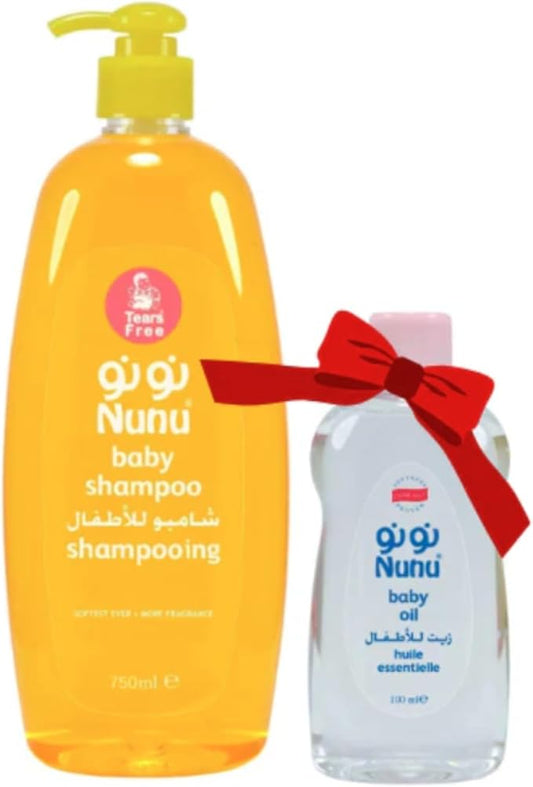 نونو شامبو 750مل + زيت 100مل عرض - Nunu Baby Shampoo 750ml + Baby Oil 100ml Offer