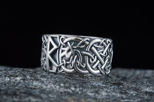 vkngjewelry Ring Handcrafted Raido Rune Scandinavian Ornament Sterling Silver Ring