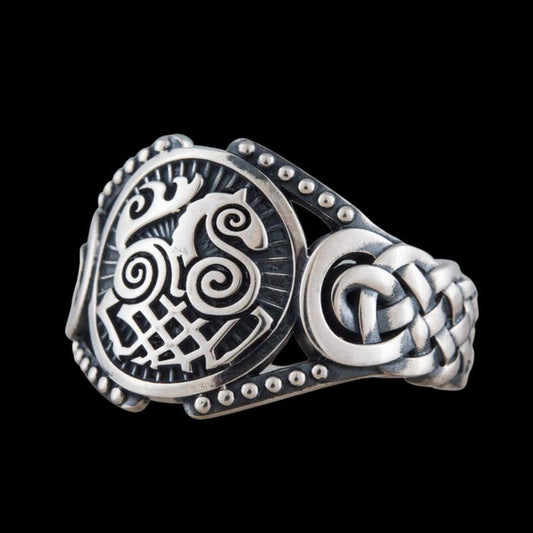 vkngjewelry Bagues Handcrafted Sleipnir Symbol Viking Ornament Sterling Silver Ring