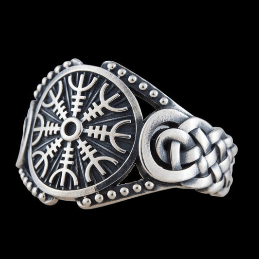 vkngjewelry Bagues Handcrafted Helm of Awe Symbol Viking Ornament Sterling Silver Ring