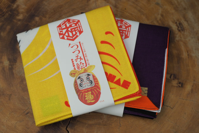 "Furoshiki" Wrapping Cloth - Fuku-Cochae Daruma Red/Yellow(48cm x48cm)