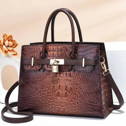 H1819 - Vintage Crocodile Print Handbag