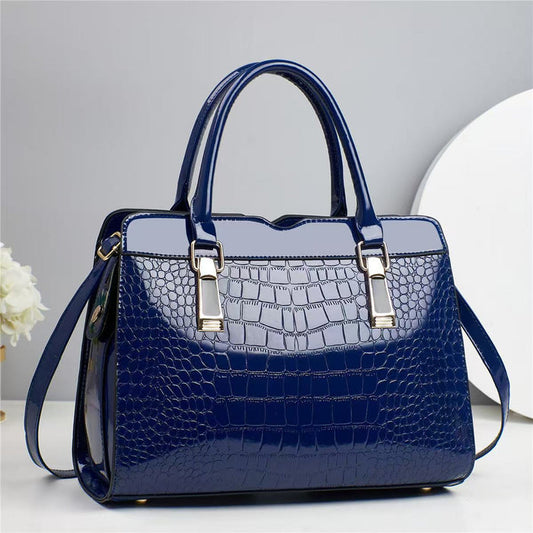 H1867 - Blue Crocodile Pattern Shoulder Bag