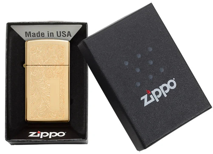 Zippo Slim Venetian High Polish Brass - 1652B